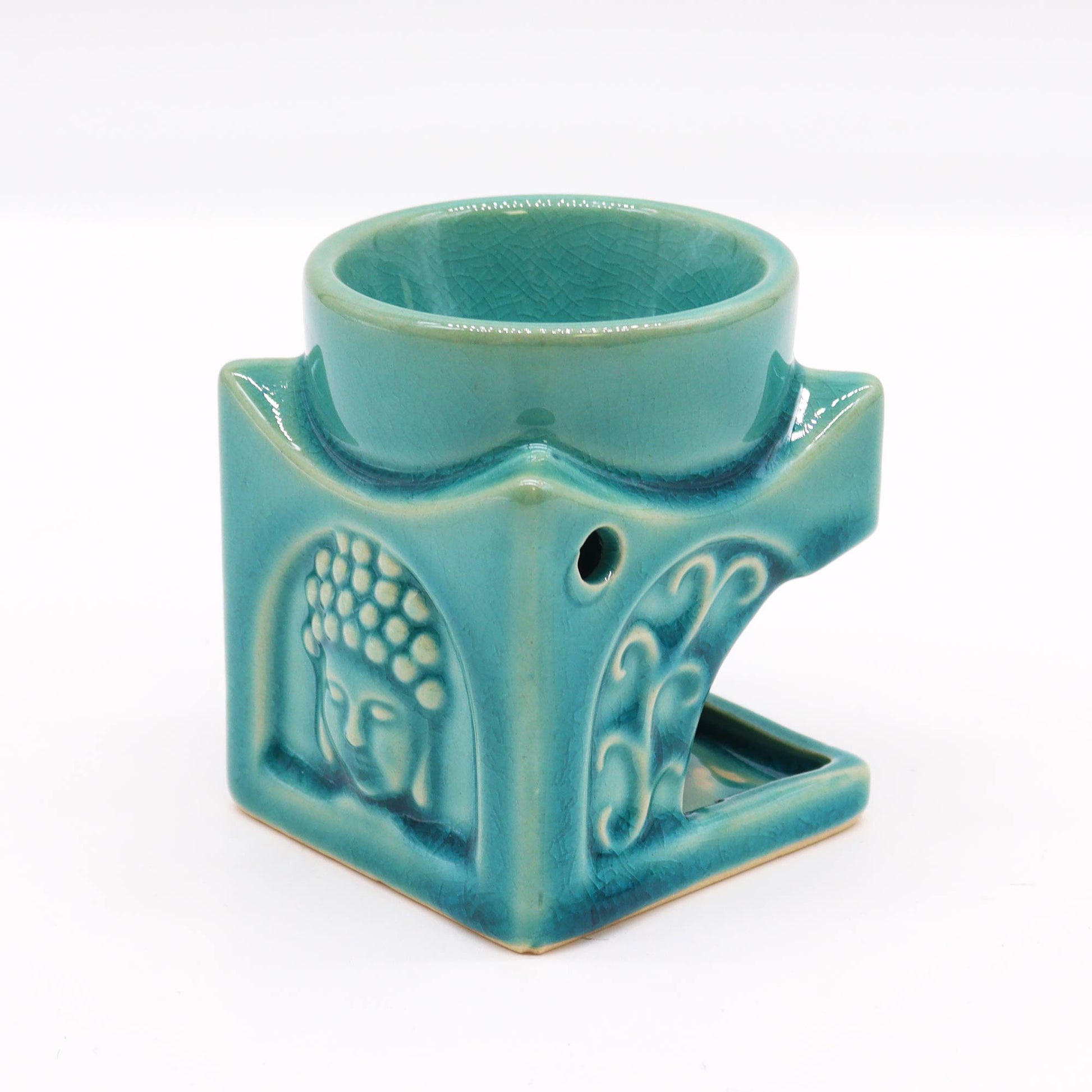 Square Buddha Burner - Soft Turquoise - ScentiMelti  Square Buddha Burner - Soft Turquoise