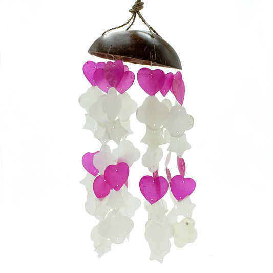 Coconut & Capiz Windchimes - Pink and White Mix Shapes - 35cm - ScentiMelti  Coconut & Capiz Windchimes - Pink and White Mix Shapes - 35cm