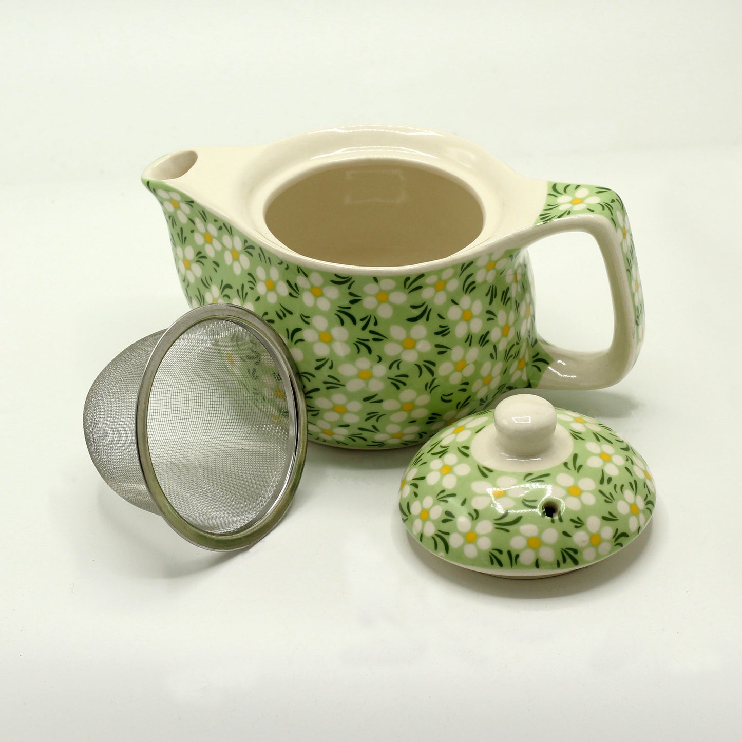 Small Herbal Teapot - Green Daisy - ScentiMelti  Small Herbal Teapot - Green Daisy