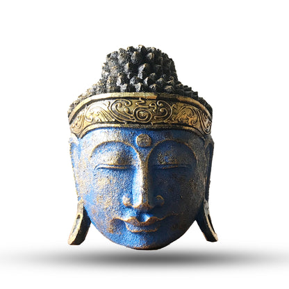 Home Decoration Buddha Head - 25cm - Blue Shine Finish - ScentiMelti Home Fragrance, Beauty & Gifts UK