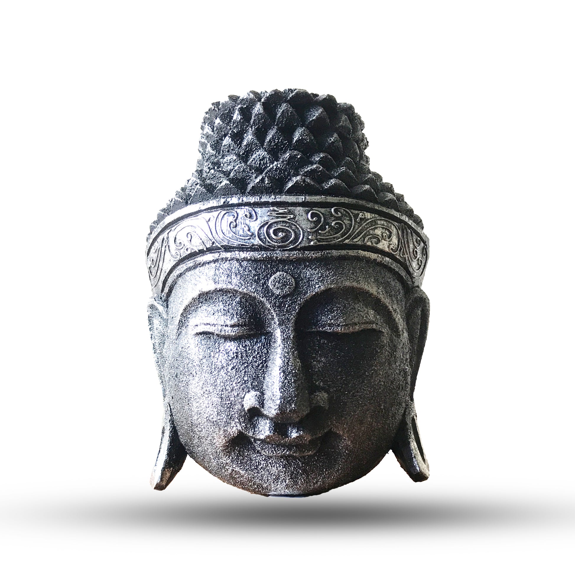 Home Decoration Buddha Head - 25cm - Silver Shine Finish - ScentiMelti Home Fragrance, Beauty & Gifts UK