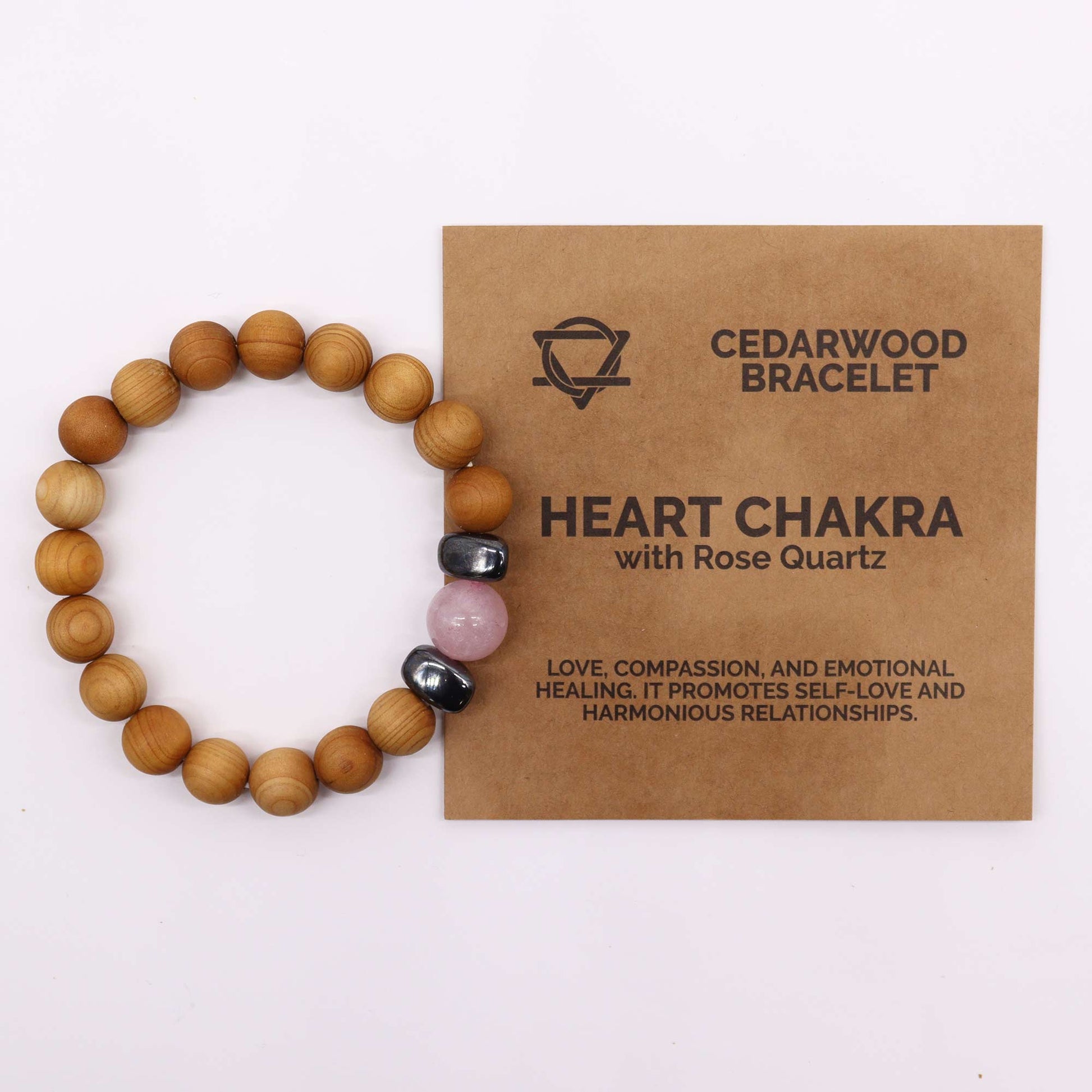 Cedarwood Heart Chakra Bangle with Rose Quartz - ScentiMelti  Cedarwood Heart Chakra Bangle with Rose Quartz