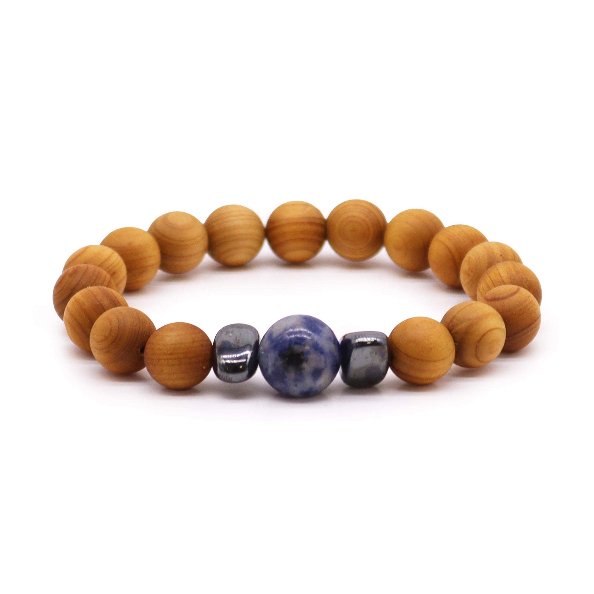 Cedarwood Throat Chakra Bangle with Sodalite - ScentiMelti  Cedarwood Throat Chakra Bangle with Sodalite