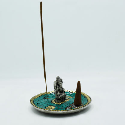 Ganesh Plate Tibetan Decor Cone & Stick Holder - ScentiMelti  Ganesh Plate Tibetan Decor Cone & Stick Holder