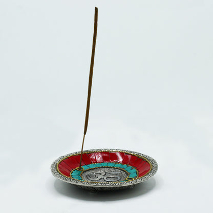 Om Plate Tibetan Decor Cone & Stick Holder - ScentiMelti  Om Plate Tibetan Decor Cone & Stick Holder