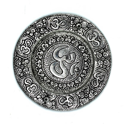 Polished Aluminium Om Round Incense Holder 11cm - ScentiMelti  Polished Aluminium Om Round Incense Holder 11cm