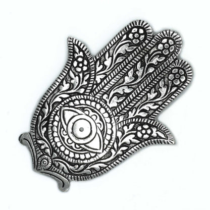 Polished Aluminium Hamsa Incense Holder 14cm - ScentiMelti  Polished Aluminium Hamsa Incense Holder 14cm