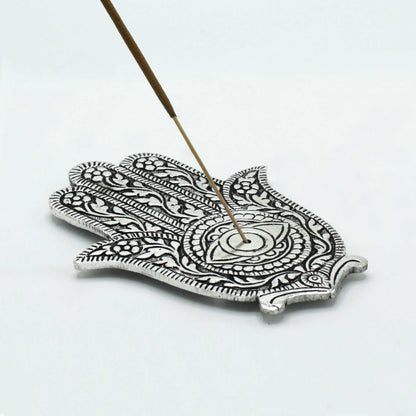 Polished Aluminium Hamsa Incense Holder 14cm - ScentiMelti  Polished Aluminium Hamsa Incense Holder 14cm