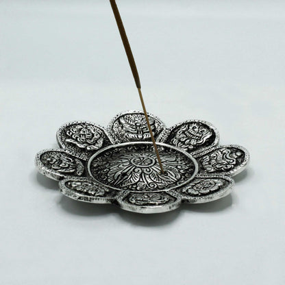 Polished Aluminium Tibetan Symbols Incense Holder 12cm - ScentiMelti  Polished Aluminium Tibetan Symbols Incense Holder 12cm