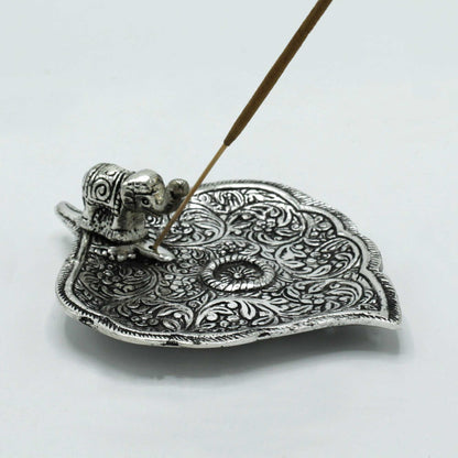 Polished Aluminium Elephant Leaf Incense Holder 11cm - ScentiMelti  Polished Aluminium Elephant Leaf Incense Holder 11cm