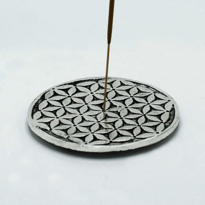 Polished Aluminium Flower of Life Incense Holder 11cm - ScentiMelti  Polished Aluminium Flower of Life Incense Holder 11cm