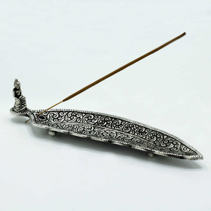 Polished Aluminium Buddha Long Shaped Incense Holder 23cm - ScentiMelti  Polished Aluminium Buddha Long Shaped Incense Holder 23cm