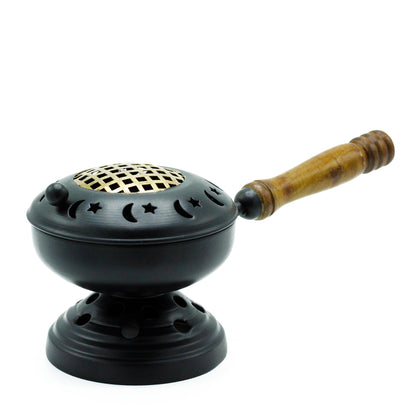 Large Iron Censer on Stand Incense Burner - Gold detail - ScentiMelti  Large Iron Censer on Stand Incense Burner - Gold detail