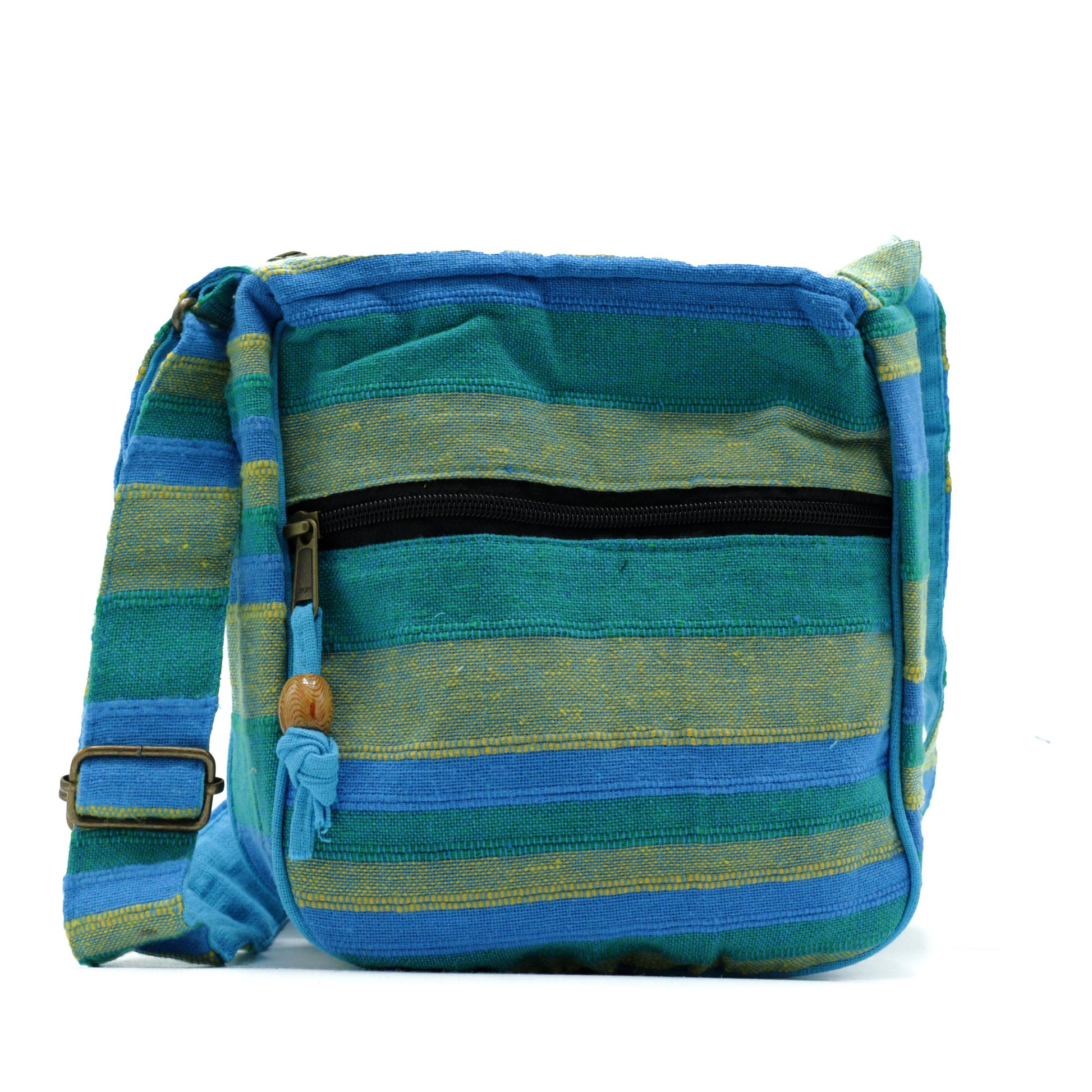 Lrg Nepal Sling Bag  (Adjustable Strap) -  Spring Meadows Green & Blue - ScentiMelti  Lrg Nepal Sling Bag  (Adjustable Strap) -  Spring Meadows Green & Blue