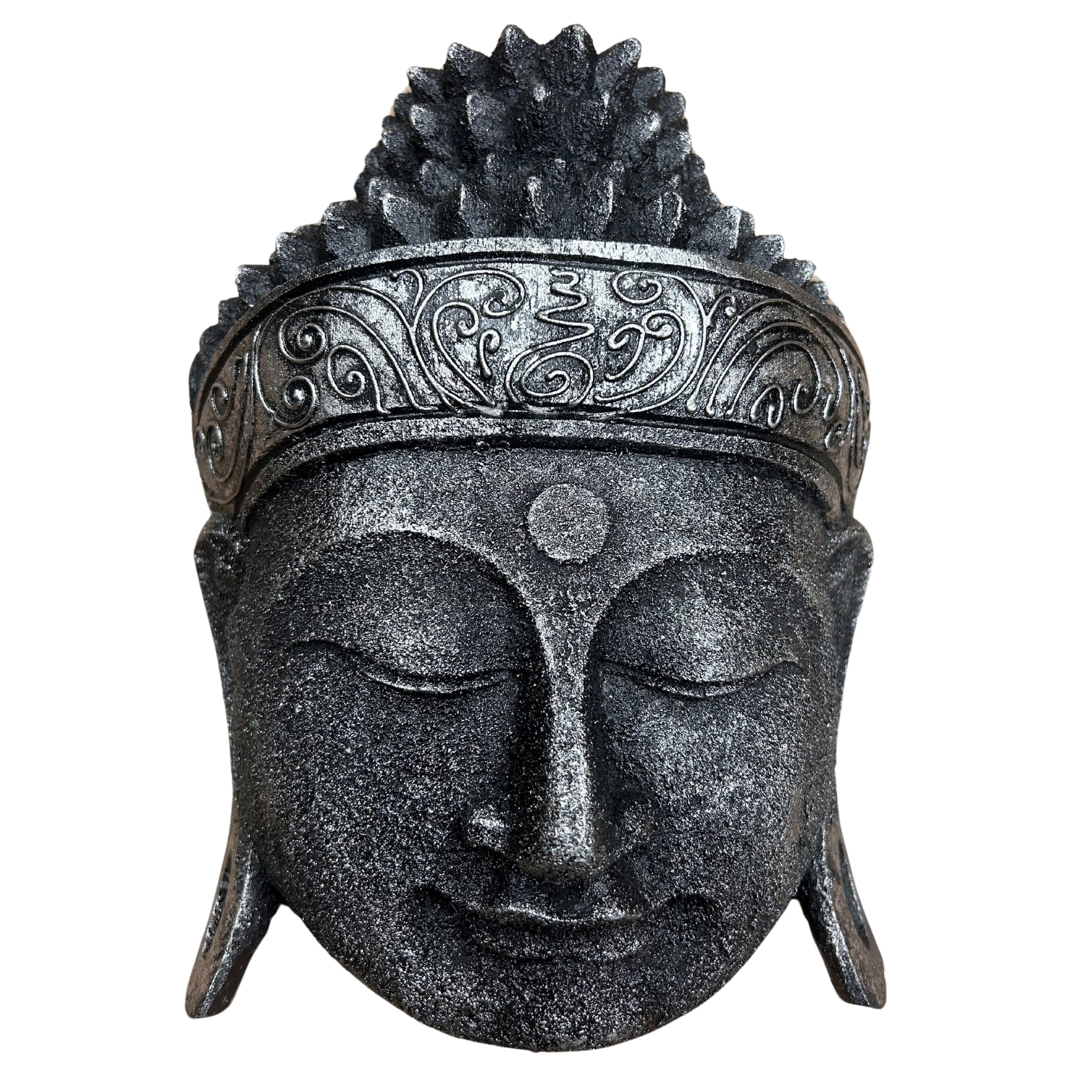 Home Decoration Buddha Head - 25cm - Silver Shine Finish - ScentiMelti Home Fragrance, Beauty & Gifts UK