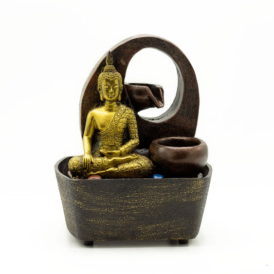 Tabletop Water Feature - 21.5cm - Golden Buddha & Pots - ScentiMelti  Tabletop Water Feature - 21.5cm - Golden Buddha & Pots