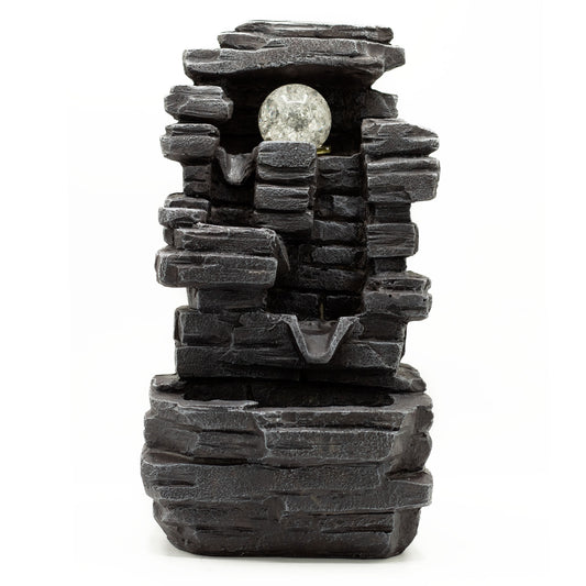 Tabletop Water Feature - 35cm - Slab Rocks Formation & Crystal Ball - ScentiMelti  Tabletop Water Feature - 35cm - Slab Rocks Formation & Crystal Ball