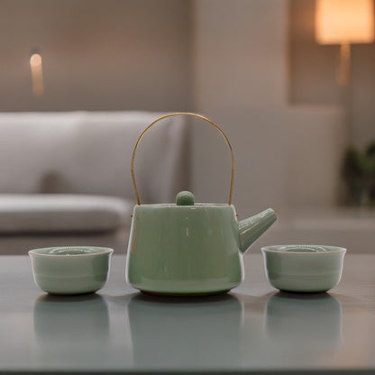 Herbal Jade Teapot Set - Pot & Two Cups - ScentiMelti  Herbal Jade Teapot Set - Pot & Two Cups