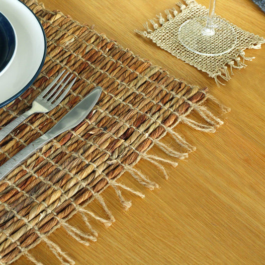 Water Hyacinth Natural Placemat - Robusta and Fringe - ScentiMelti Home Fragrance, Beauty & Gifts UK