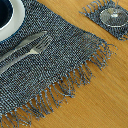 Seagrass Fringe Natural Placemat - Charcoal - ScentiMelti Home Fragrance, Beauty & Gifts UK