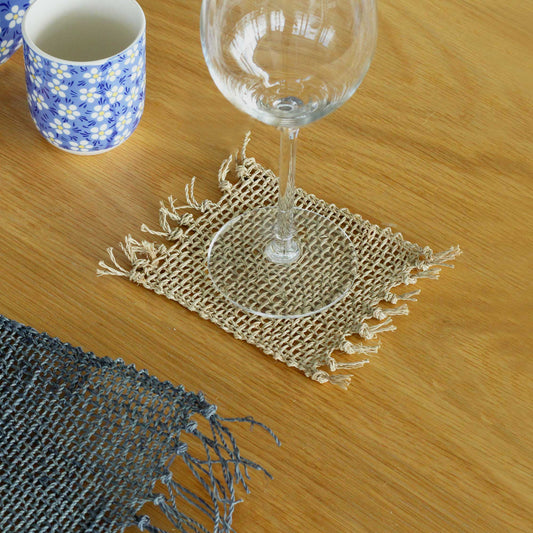 Set of 4 Seagrass Fringe Natural Coasters - Natural - ScentiMelti Home Fragrance, Beauty & Gifts UK