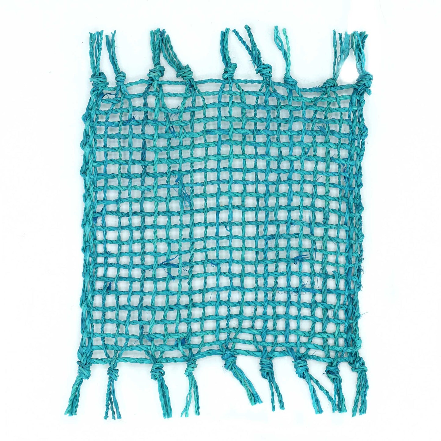 Set of 4 Seagrass Fringe Natural Coasters - Turquoise - ScentiMelti Home Fragrance, Beauty & Gifts UK