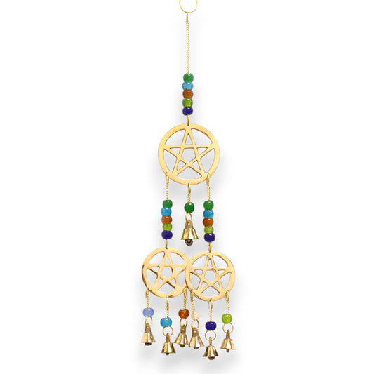 Indian Chimes - Brass Tri-Pentagram - 7 Bells - ScentiMelti Home Fragrance, Beauty & Gifts UK