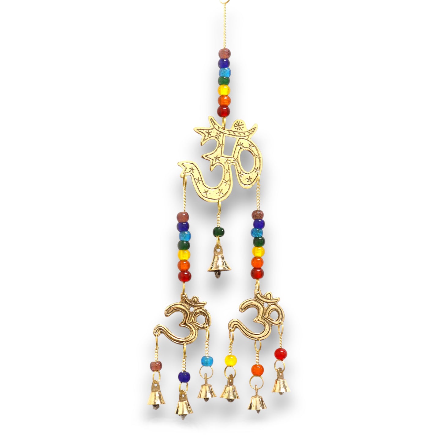 Indian Chimes - Brass Om with Chakra Beads - 7 Bells - ScentiMelti Home Fragrance, Beauty & Gifts UK