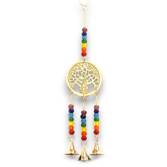 Indian Chimes - Brass Tree of Life with Chakra Beads - 3 Bells - ScentiMelti Home Fragrance, Beauty & Gifts UK