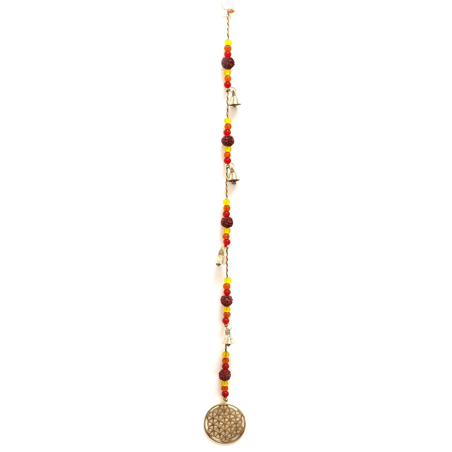 Indian Chimes - Brass Flower of Life with Rudraksha Beads String Bells - ScentiMelti Home Fragrance, Beauty & Gifts UK