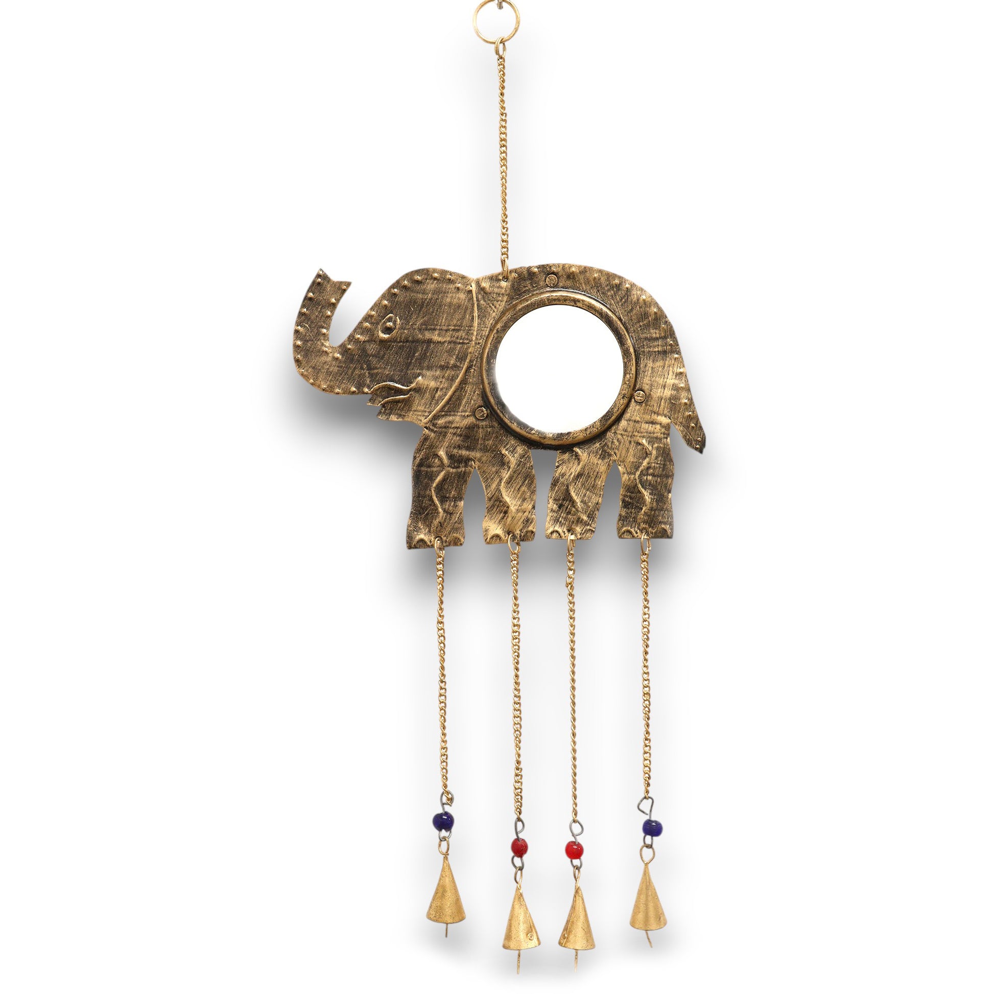 Indian Chimes - Elephant Lrg Mirror 4 Bells - ScentiMelti Home Fragrance, Beauty & Gifts UK