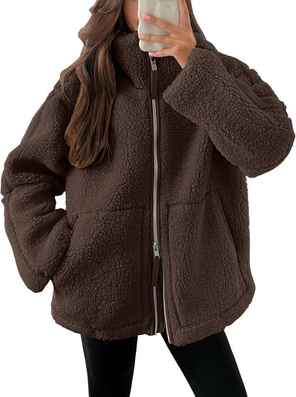 Warm Cosy Zip-up Teddy Fleece Jacket Sweater | 9 Colours