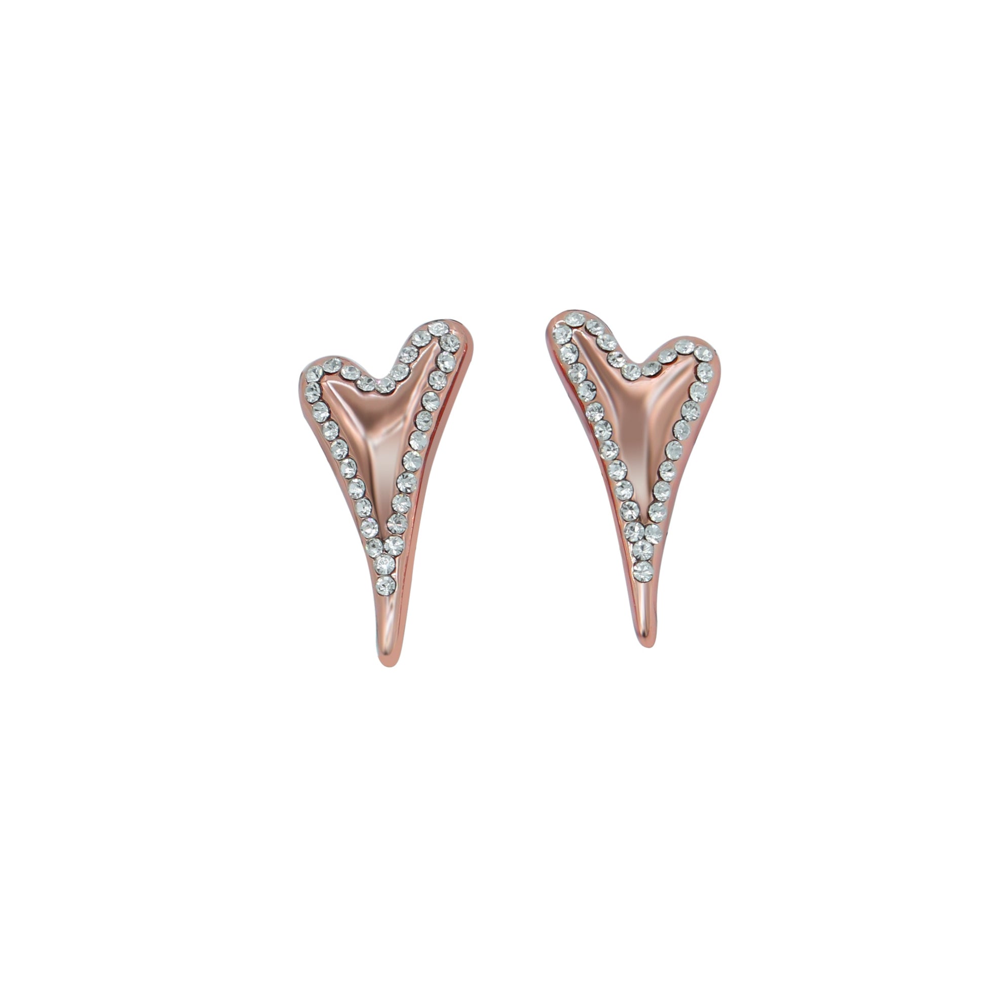 Rose gold plated with diamante face heart studs - ScentiMelti Home Fragrance, Beauty & Gifts UK