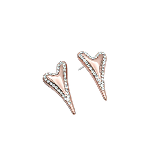 Rose gold plated with diamante face heart studs - ScentiMelti Home Fragrance, Beauty & Gifts UK