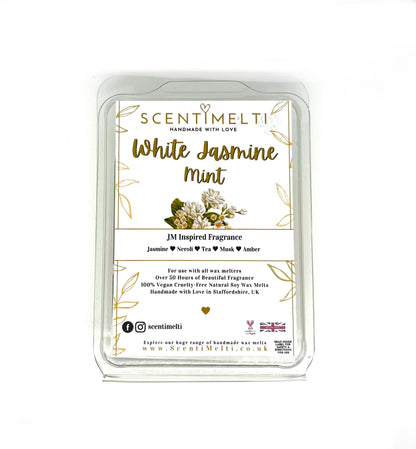 White Jasmine & Mint JM Inspired Heart Clamshell Wax Melts - ScentiMelti  White Jasmine & Mint JM Inspired Heart Clamshell Wax Melts