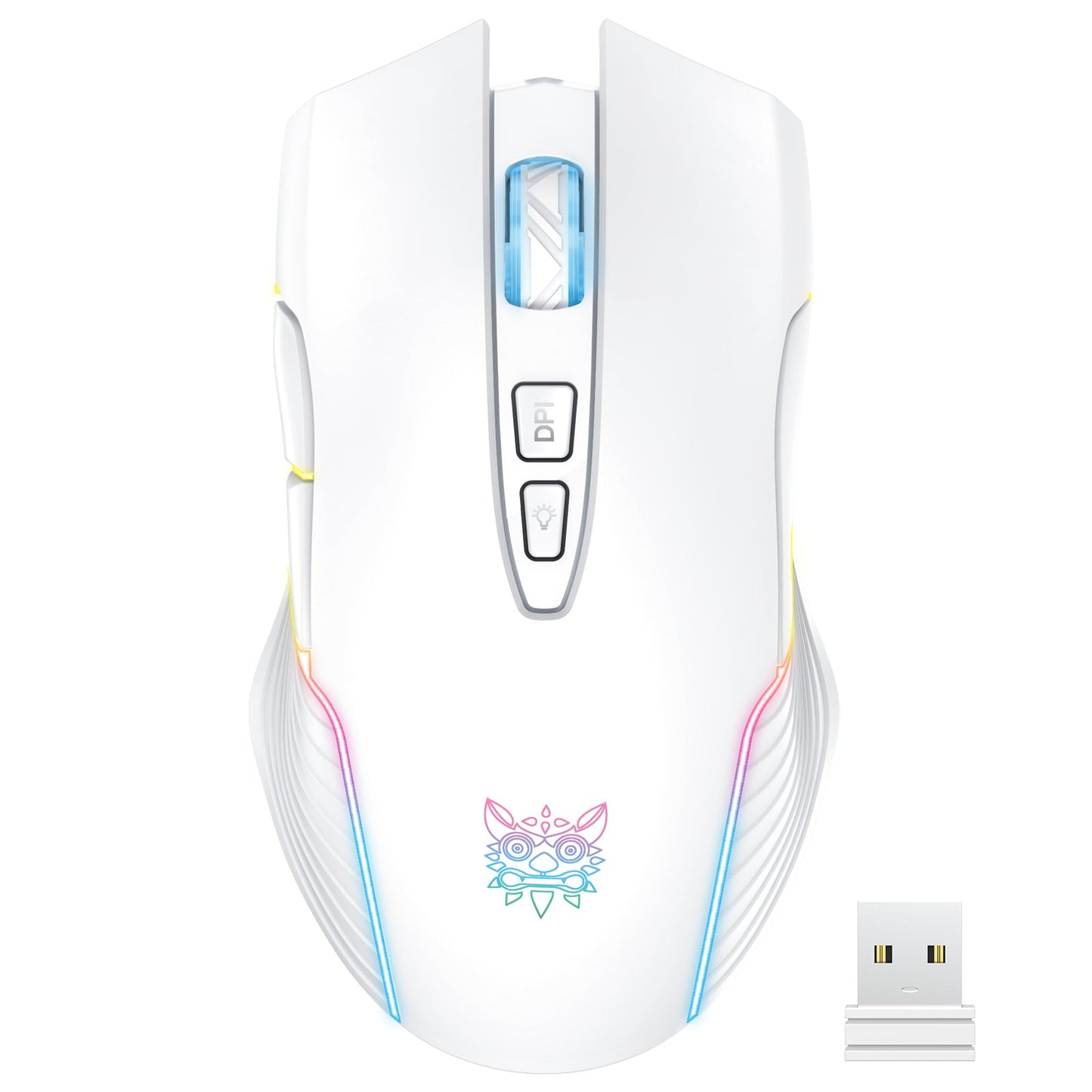 Wireless White Gaming Mouse Office Mouse Work Mouse 3600 adjustable DPI RGB LED Light - ScentiMelti Home Fragrance, Beauty & Gifts UK