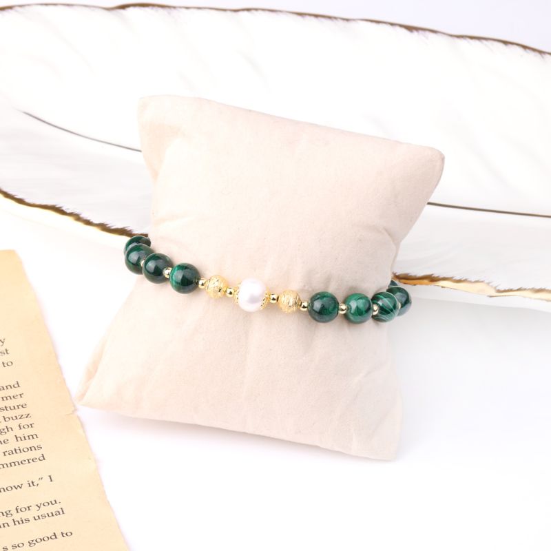 Malachite Freshwater Pearl Bracelet 18ct Gold Plated - ScentiMelti Home Fragrance, Beauty & Gifts UK