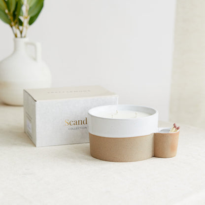 Scandi: Two Toned Ceramic Candle with Match Holder - Lemon & Lavender - ScentiMelti  Scandi: Two Toned Ceramic Candle with Match Holder - Lemon & Lavender