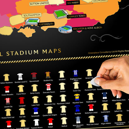 England Football Stadium Scratch-Off Map - ScentiMelti Home Fragrance, Beauty & Gifts UK