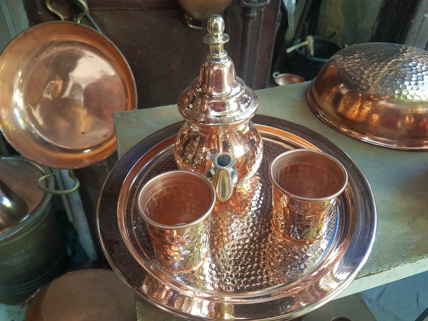 Copper Tea Pot Set for Kitchen | Moroccan Tea Pot - ScentiMelti Home Fragrance, Beauty & Gifts UK