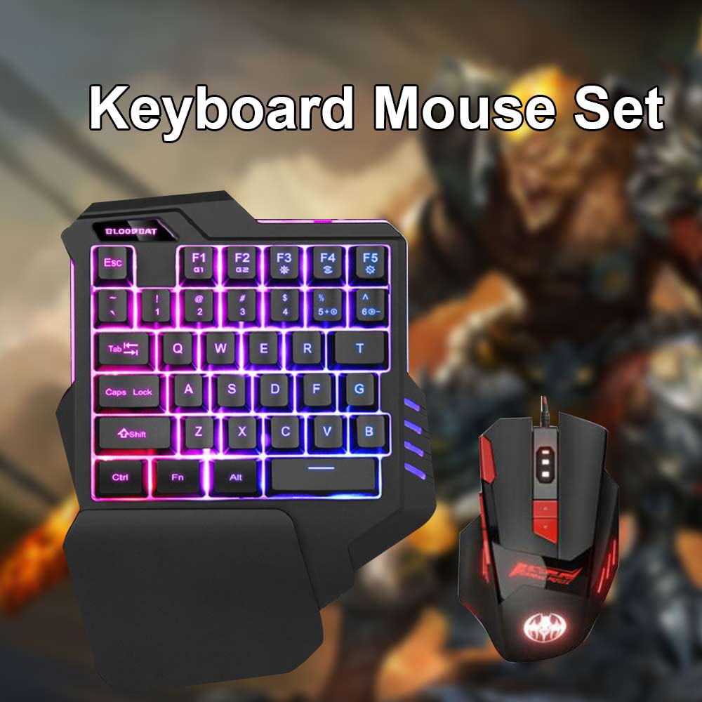 Gaming Keyboard + Mouse Set Anti-slip Wheel USB Wired Single Handedly Keyboard for PS4 Xbox One PC 360 Gaming - ScentiMelti Home Fragrance, Beauty & Gifts UK