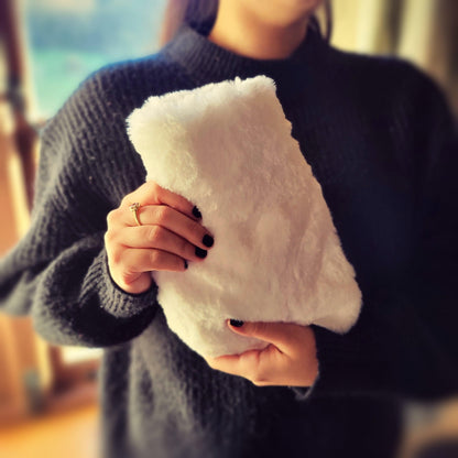 Mini Silky Soft White Faux Fur Hot Water Bottle CosyPanda ScentiMelti Wax Melts