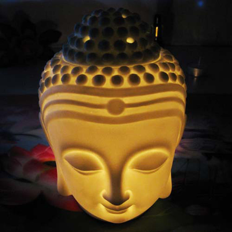 Buddha Head Oil Burner- Black & White - ScentiMelti  Buddha Head Oil Burner- Black & White