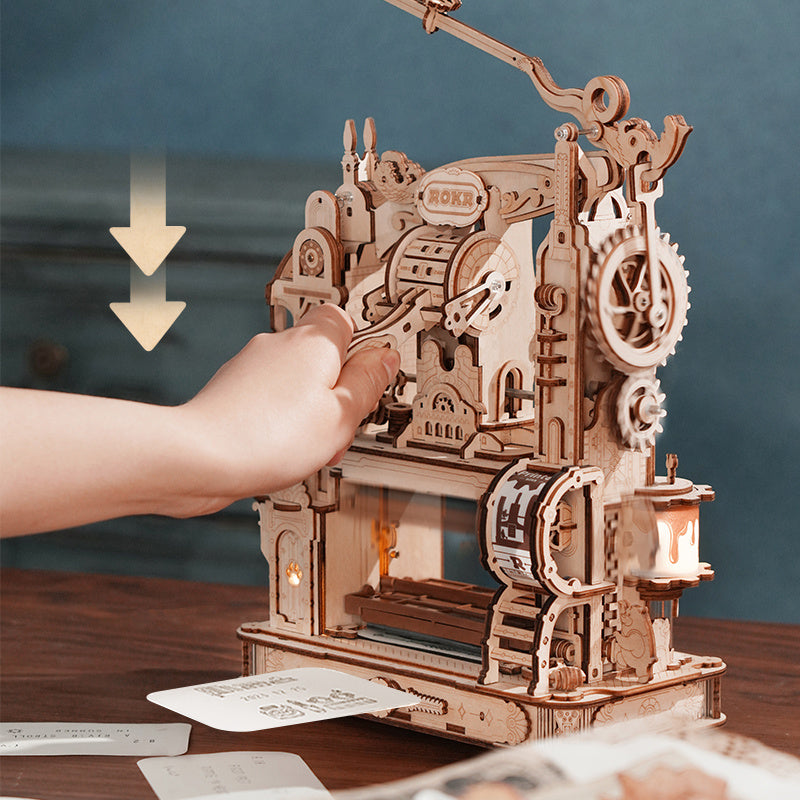 ROKR 3D Wooden Puzzle Model Printing Press Mechanical Gears Teen Xmas Gift LK602 - ScentiMelti Home Fragrance, Beauty & Gifts UK