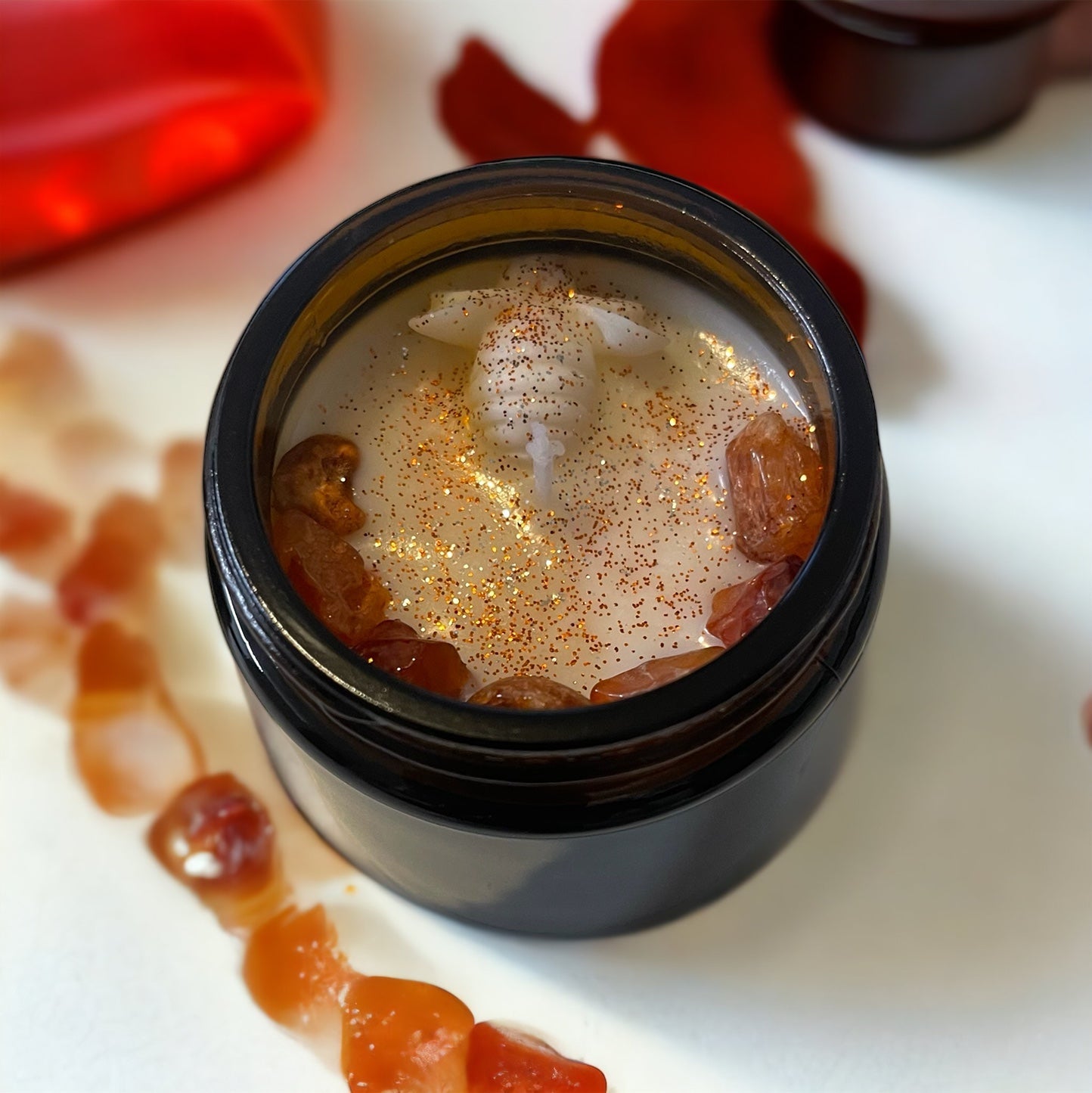 French Vanilla Soy Candle with Carnelian Crystals - ScentiMelti Home Fragrance, Beauty & Gifts UK