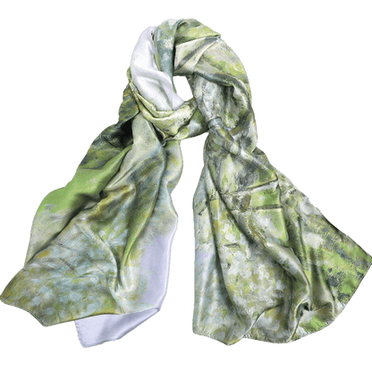 Fruit Trees In Bloom Green Satin Scarf - ScentiMelti Home Fragrance, Beauty & Gifts UK