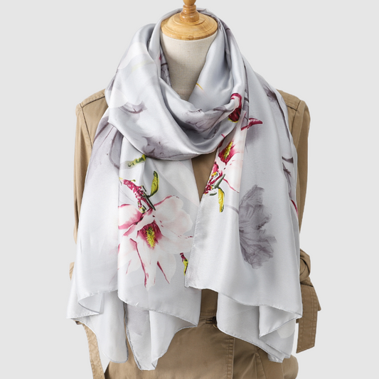 Floral Lightweight Silver Scarf Livloko London ScentiMelti Wax Melts