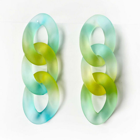 Frankie Lime Ombre Chain Earrings - ScentiMelti Home Fragrance, Beauty & Gifts UK