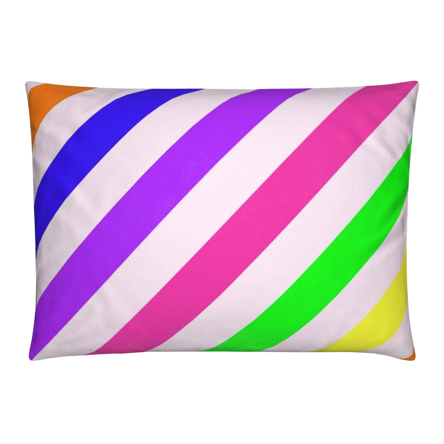 Rainbow neon velvet cushion rectangle | Diagonal stripes cushion in rainbow colours - ScentiMelti Home Fragrance, Beauty & Gifts UK