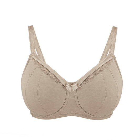 Shell-Supportive Non-Wired Silk & Organic Cotton Full Cup Bra with removable paddings